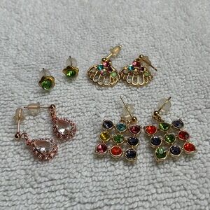Elegant Multicolor Gemstone Earrings Set